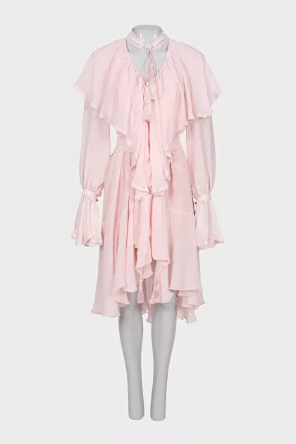 Dress with frills decorated with tassels