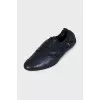 Blue sneakers with leather toe