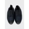 Blue sneakers with leather toe