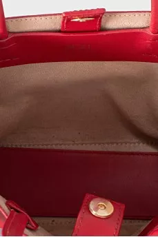 Сумка з червоної шкіри з фірмовим лого
