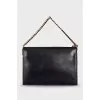 Smooth leather bag with gold clasp
