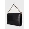 Smooth leather bag with gold clasp