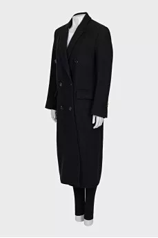 Straight cut wool coat with buttons