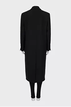 Straight cut wool coat with buttons