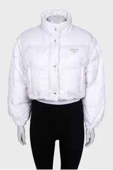 Cropped down jacket with logo