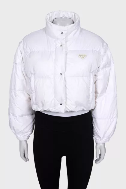 Cropped down jacket with logo