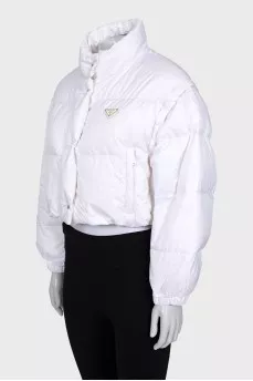 Cropped down jacket with logo