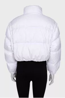 Cropped down jacket with logo