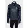 Leather jacket with brand logo