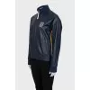 Leather jacket with brand logo