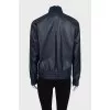 Leather jacket with brand logo