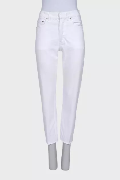 White jeans with raw edges