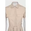 Beige short sleeve midi dress