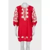 Red linen dress