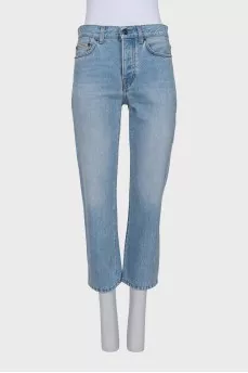 Голубые джинсы straight fit на пуговицах