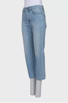Голубые джинсы straight fit на пуговицах