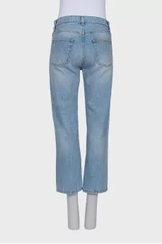 Голубые джинсы straight fit на пуговицах