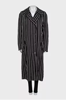 Black striped trench coat
