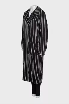 Black striped trench coat