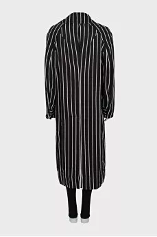 Black striped trench coat