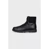 Men's leather boots with fur trim inside