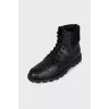 Men's leather boots with fur trim inside
