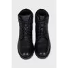Men's leather boots with fur trim inside
