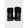 Men's leather boots with fur trim inside
