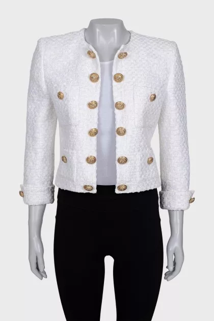 Tweed jacket without fastening