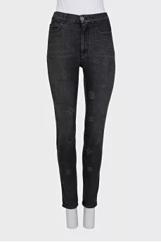 Grey embossed jeans