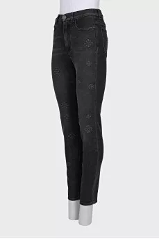 Grey embossed jeans