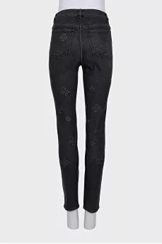 Grey embossed jeans