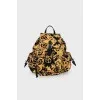 Backpack made of textile with a signature print