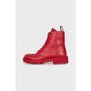 Red leather boots