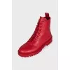 Red leather boots