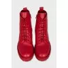 Red leather boots