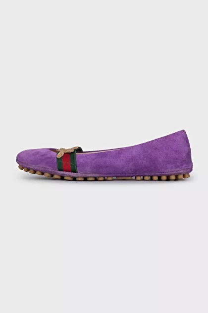 Suede moccasins with signature decor