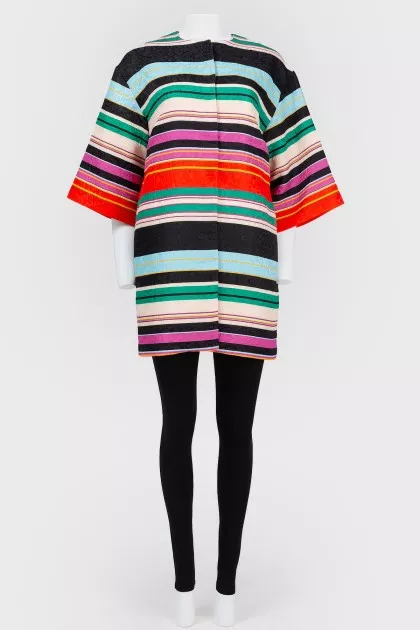 Striped coat with short sleeve