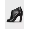 Brown open toe ankle boots
