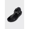 Leather sandals with metal decor