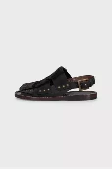 Suede sandals with wide straps