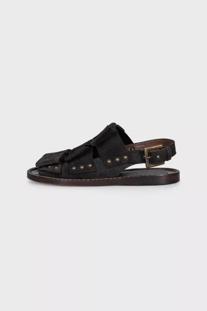 Suede sandals with wide straps