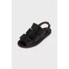 Suede sandals with wide straps