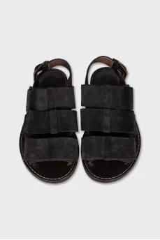 Suede sandals with wide straps