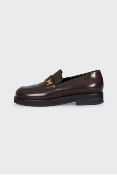 Brown leather loafers