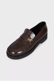 Brown leather loafers
