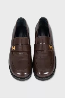 Brown leather loafers