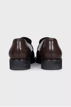 Brown leather loafers