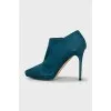 Green suede ankle boots with heels