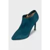 Green suede ankle boots with heels